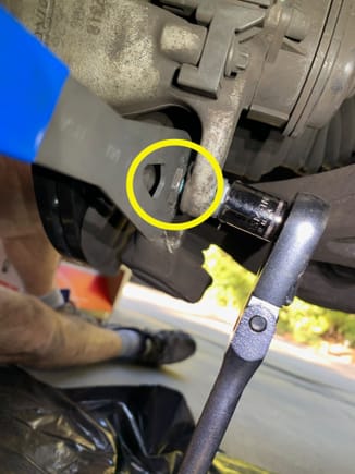 Figure 6: Use a thin 17 mm open-end wrench to keep the caliper pin boot from turning