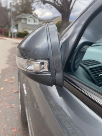 driver side mirror crack from backing into garage