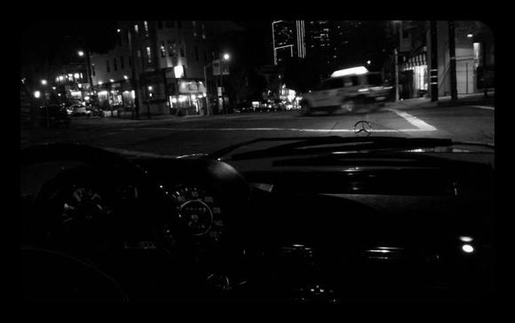 Late night cruise downtown San Francisco.  Quiet streets, massive high rise buildings and a plush ride in a vintage Mercedes Benz.  A perfect way to build a relationship.