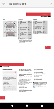 Screen cap of 2008 Mercedes CL owners manual
