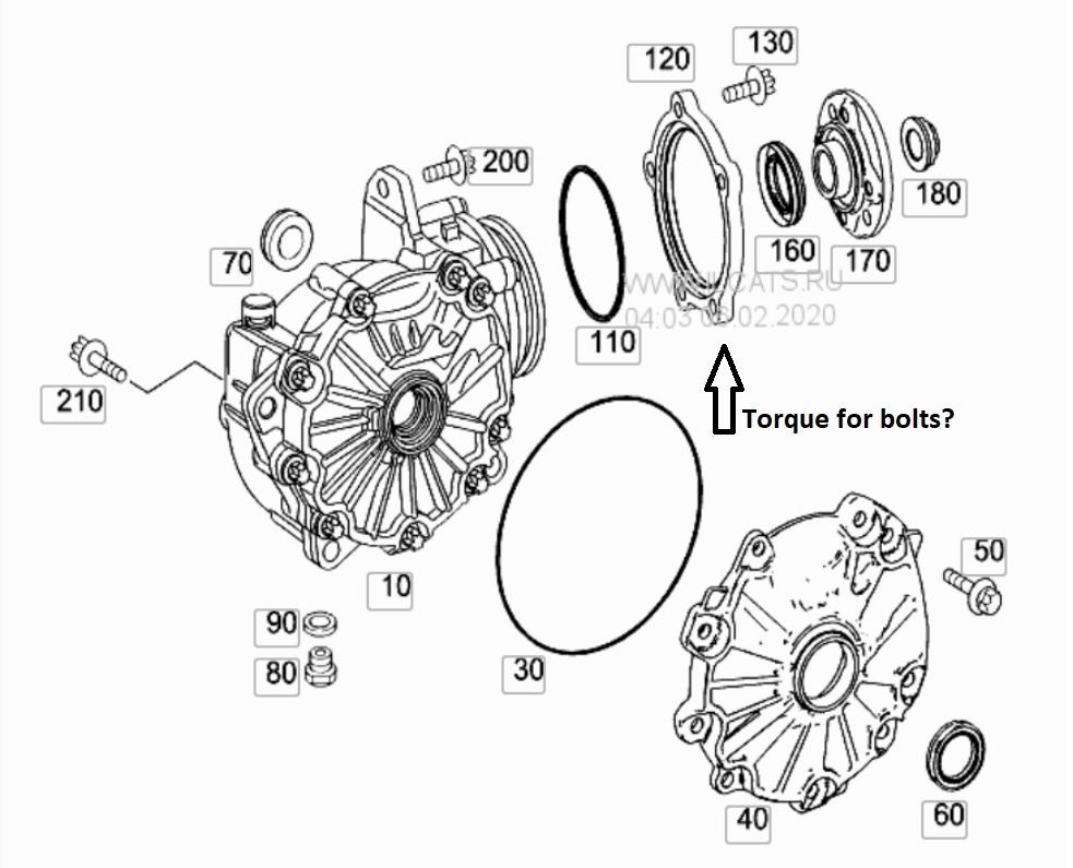 W204 4matic Front Differential Pinion Gear Bolt/Plate Torque Spec