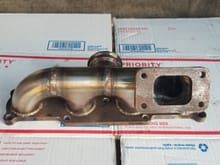 Custom fabricated turbo manifold from Full Race, T3 flange, 44mm wastegate. Very thick and strong. $500