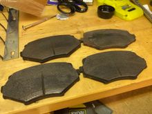 Old front brake pads after trackday