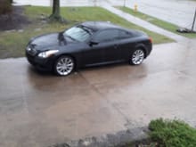 Pouring down rain today. Its an 08' g37s coupe. All stock. I'm the 2nd owner and just got it a week ago.