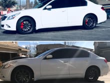 Before and after. Install of the big brake set from rock auto.com on my 2010 g37 x sedan