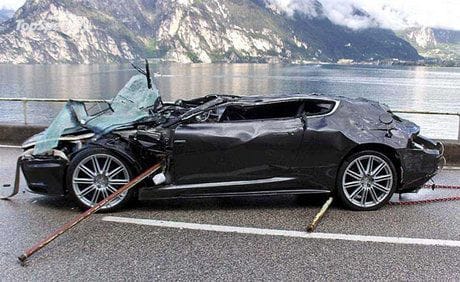 Wrecked Aston Martin