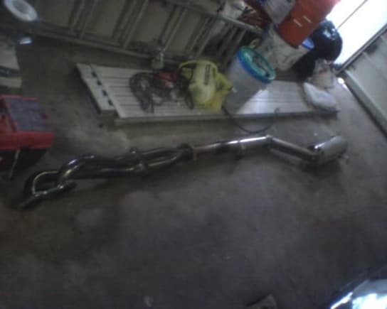 New exhaust : Racing Beat Road Race headers to Racing Beat single outlet collector to OBX Racing single exit.