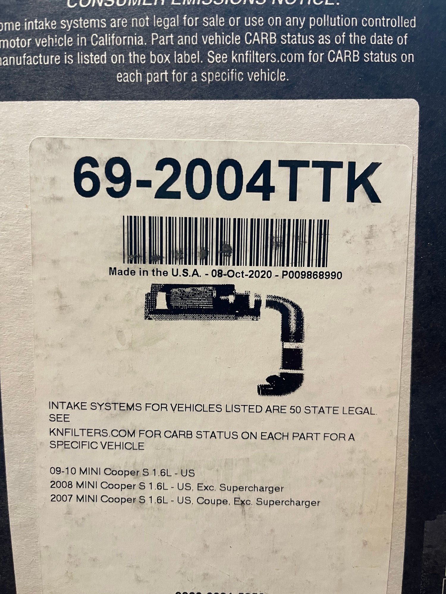 2009 Mini R56: "Mk II" Mini Hatch/Hardtop range - K&N Cold Air Intake (new in box) - Miscellaneous - $350 - Carrollton, TX 75006, United States