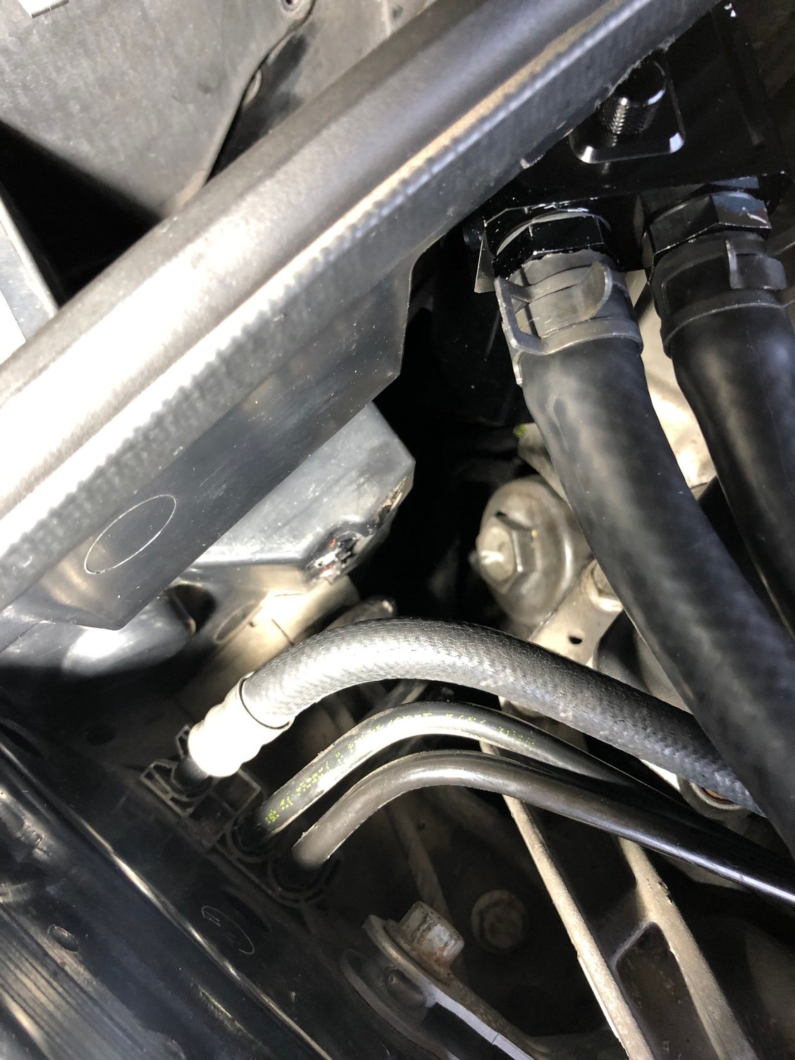 A glimpse of the oil filter housing. 