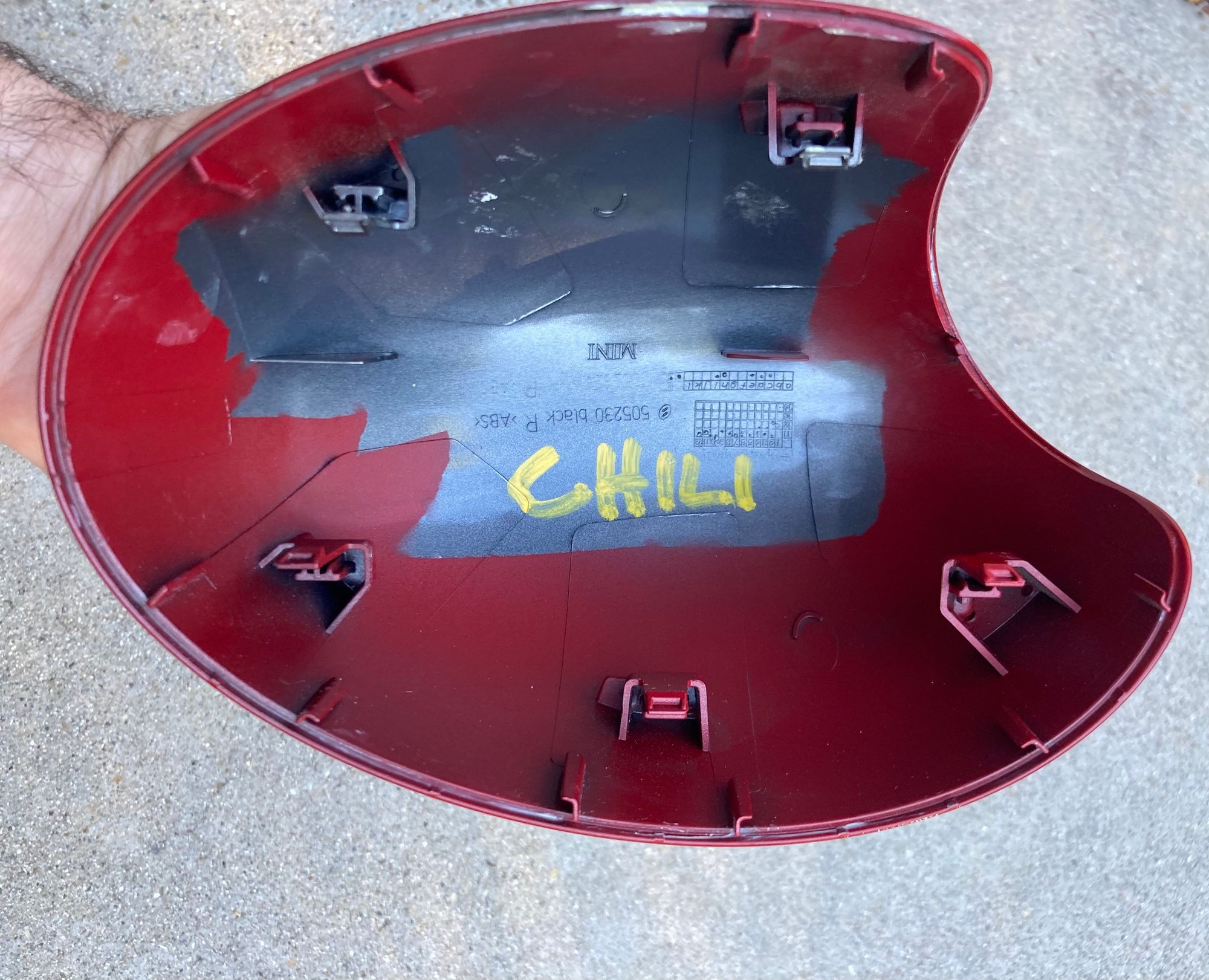Exterior Body Parts - R56 Chili Red Mirror Caps Non-Powerfold 2nd Gen - Used - 2007 to 2013 Mini R56: "Mk II" Mini Hatch/Hardtop range - 2009 to 2014 Mini R55: "Mk II" Mini Clubman - 2008 to 2014 Mini R57: "Mk II" Mini Convertible - 2010 to 2012 Mini R58: Coupe - 2010 to 2013 Mini R59: Roadster - 2010 to 2016 Mini R60: Countryman - Westlake Village, CA 91361, United States