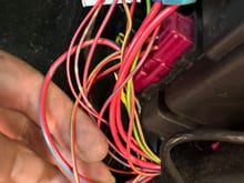 The 12v constant pink/green wire and the 12v key/ignition on pink/blue wires that need to be spliced.