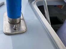 Added a post next to the helm, this was during fitting. It’s already welded and polished as well. There’s another post in the cabin directly underneath that this one bolts on to