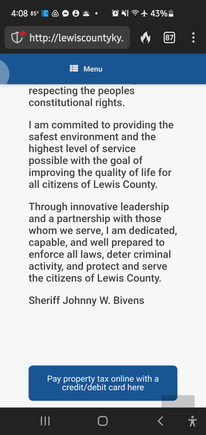 Johnny Bivins Legal Lewis County Kentucky Sheriff.