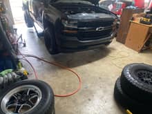 Swapping out the all terrains for the drag wheels 