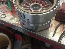 2-6 clutch stacked, after new piston being installed and having wait for about a week for the wrong 2-6 clutch pack to show up, only to find out we had them on the shelf the whole damn time:sigh: