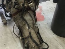 Old engine and trans out and on the floor at 9:41am ...