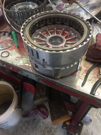 2-6 clutch stacked, after new piston being installed and having wait for about a week for the wrong 2-6 clutch pack to show up, only to find out we had them on the shelf the whole damn time:sigh: