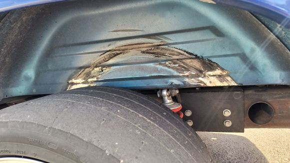 tire scrub from broken suspension.
