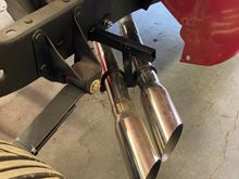 Added outboard hanger for exhaust.
Now I can cut the oval I have been talking about.
I needed to lock down the pipes, so I can get a close/clean fit.