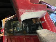 Roughing in the exhaust outlet oval in the passenger side step.
More to do here.