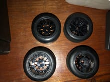 On the left are the FGX wheels. On right are a set from my F6 from Gravity.  This is what they mean. As non standard F1 wheels. 