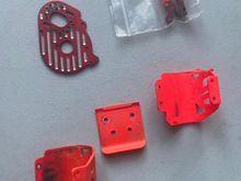 Used Matt Francis parts, including axles hinge, pin, brace motor mount front bumper motor guards.