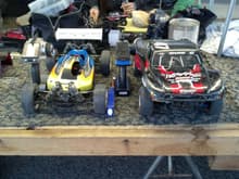 The racers, Losi 8ight (mine) and Slash 4x4 (my sons)