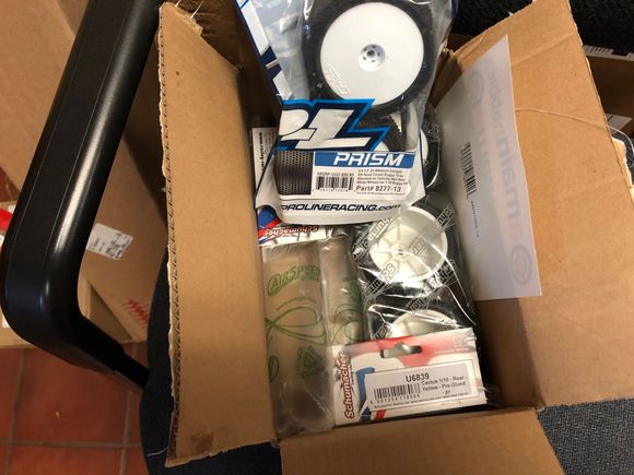 Tires for the Kyosho and XRay buggys. Basically ready for Sunday 