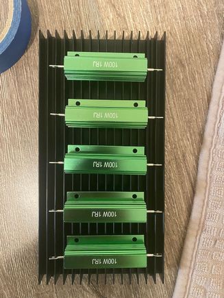 100 watt 1 ohm resistors lined up