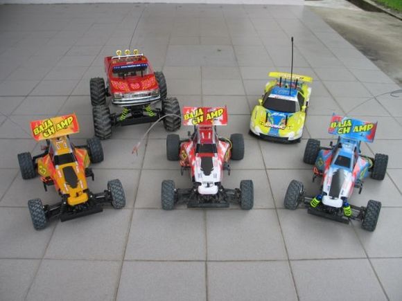 Tamiya TL01B Baja Champ, TA05, &amp; my Sons first RC Car Tamiya Blackfoot Extreme. (2008).