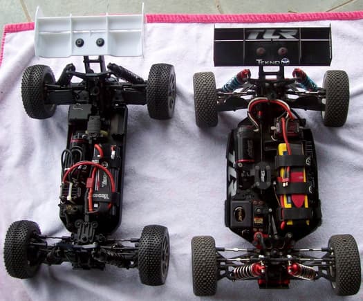 THE EB48 IS BONE STOCK AND THE LOSI AS YOU CAN &amp; CANT SEE ITS HIGHLY UPGRADED