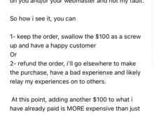 Response to accusatory email about “getting $850” like i somehow hacked his system for $100. 