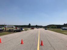 Looking down taxi way from flight line.