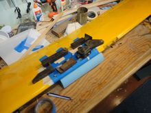 Glued the sheeting on using rear airplane tools (bucking bars) to force the sheet to final shape. 
