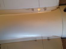 Scuffs from balancer. Bit of peeling paint. Also tried to remove white pin stripe I applied around belly pan. 