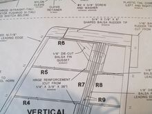 The rudder/fin tip is a solid rectangular piece of balsa that will need to be cut separating the small fin tip from the larger rudder tip.  This cut need to be cut at an angle.