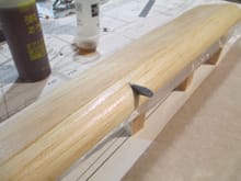 The mixture was then brushed on.  I wasn't cheap with the resin mixture, I want the thin mixture to wick into the balsa. 