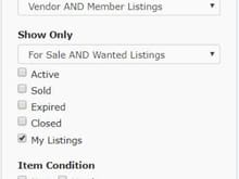 Click on "my listings" in the options bar.