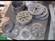 Laser machining parts for fabricating bogie wheels