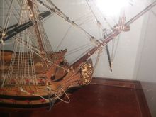 Bowsprit and rigging with all lines and ropes in place represents hundreds of man hours from this master builder. 