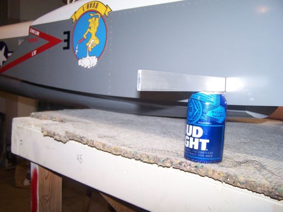 I propped up the fuse on the front spar. It is 6" in front of the CG. The fuse. tipped very nose heavy. I think that is good at this point since there are quite a few things that will be behind the CG. 