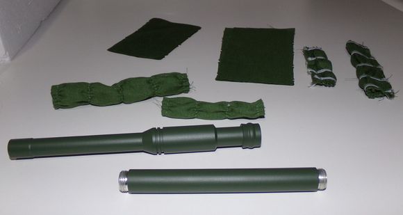 Barrel is actually 3 pieces.  Comes with extra material and covers.