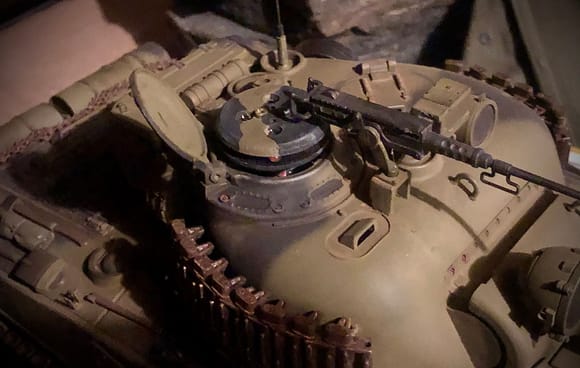 LegoDEI IR receiver with 45deg sun shade(same look as the 360 shade) mounted on HL 6.0 M4 Sherman. The hatch does not effect or block incoming IR beams because the bulbs are very sensitive so the receiver can be placed lower and less conspicuously in turret hatches. This tank mimics the performance of a Tamiya IR receiver when “taking hit” at angles. 