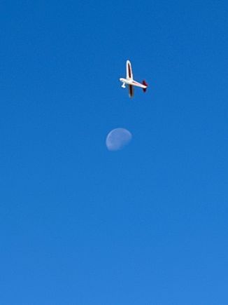 Here she was yesterday- flying to the moon. 