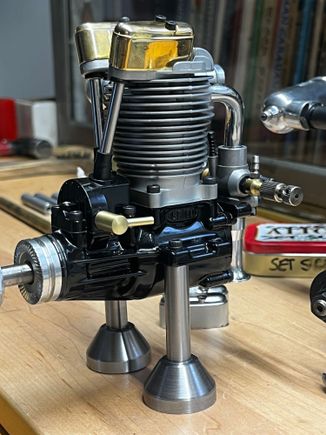 Another powder coated case, originally silver.
Vented cam cover has factory black paint. 
