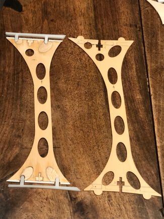 Adjacent plywood holes are filled with balsa