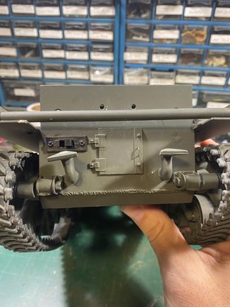 On/Off switch mounted in the rear, it bugs me about the exhaust tilting, but its too late to fix as it is screwed from the back and also glued.  