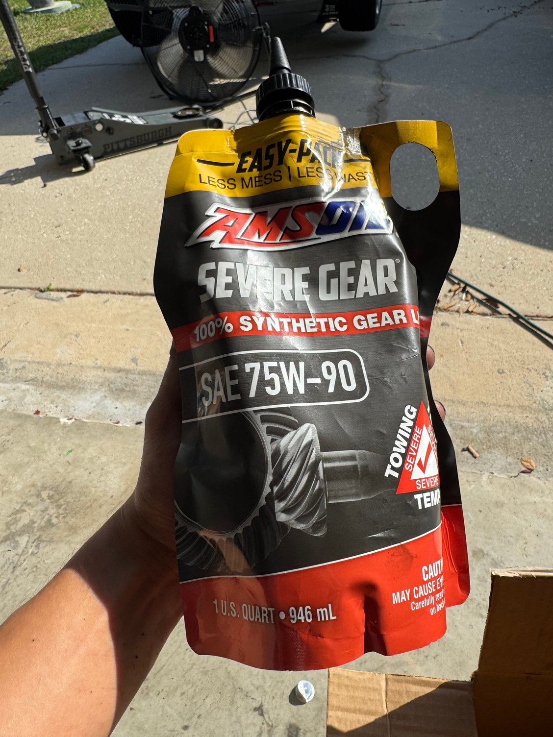 Used about 1.3 quarts of Amsoil Severe Gear 75W-90 in the differential