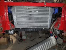 Here is how i mounted the intercooler. I liked rhe vmount set up better,bit im dying to drive my car ,and dont want to wait to get custom a/c hoses made