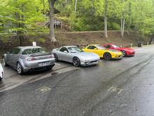 After the first run on the Dragon.  Matt's grey 8, Stephen's silver FD, Carlos' CYM, and Tito's VR.